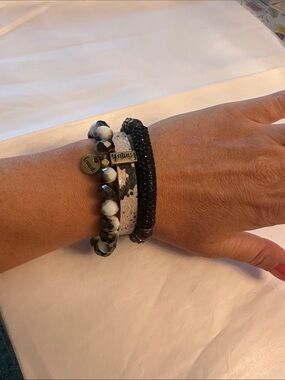 Erimish Black and White Mixed Bracelet Stack